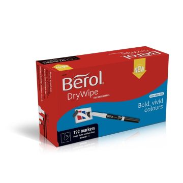 Berol Drywipe Whiteboard Pens Broad Tip Black - Pack of 192