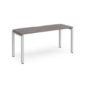 Adapt Single Desk 1600x600mm - Grey Oak - Silver Frame