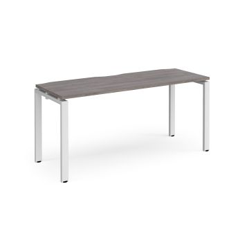 Adapt Single Desk 1600x600mm - Grey Oak - White Frame