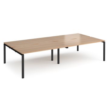 Double Back to Back Desks 3200x1600mm - Beech/Black Frame