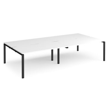 Double Back to Back Desks 3200x1600mm - White/Black Frame