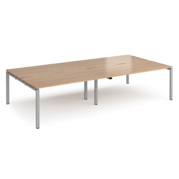 Double Back to Back Desks 3200x1600mm - Beech/Silver Frame