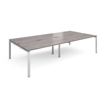 Double Back to Back Desks 3200x1600mm Grey Oak/Silver Frame