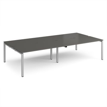 Double Back to Back Desks 3200x1600mm - Grey/Silver Frame