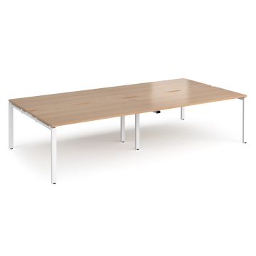 Double Back to Back Desks 3200x1600mm - Beech/White Frame