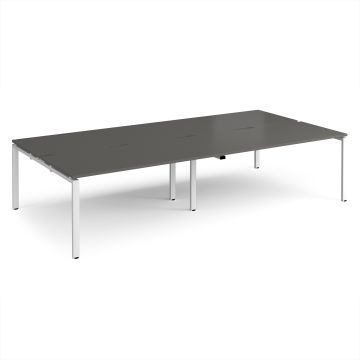 Double Back to Back Desks 3200x1600mm - Grey/White Frame