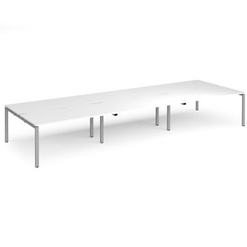 Adapt Triple Back to Back Desks - White/Silver Frame