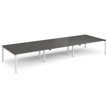 Adapt Triple Back to Back Desks - Grey/White Frame