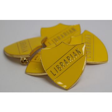 Librarian Shield Badge - Yellow - Pack of 10
