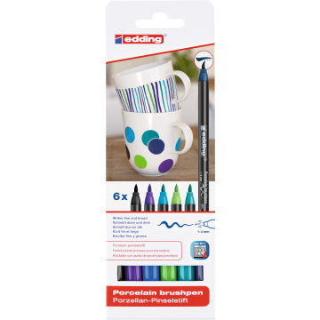Porcelain Brushpens - Cool Colours - Pack of 6