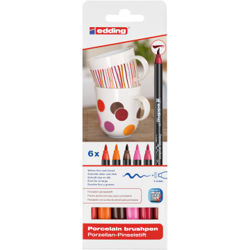 Porcelain Brushpens - Warm Colours - Pack of 6