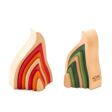 Wooden Nesting Mountain and Fire - Pack of 2