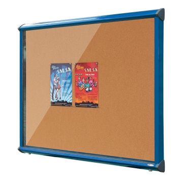 Shield Exterior Showcase 750 x 537mm - Blue Frame/Cork