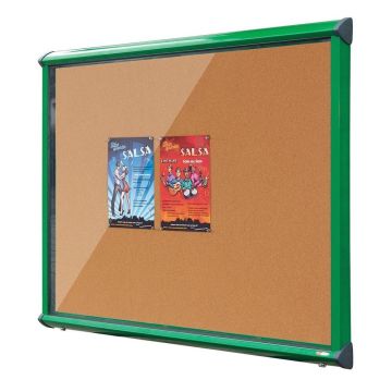 Shield Exterior Showcase 750 x 537mm - Green Frame/Cork