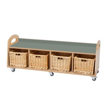 Low Wide Storage Unit with Baskets