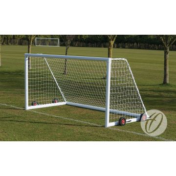 Harrod Sport 4G Weighted Portagoal-White-16 x 7ft-Pair With Nets & FREE Pk 12 SHOSHIN Training Footballs