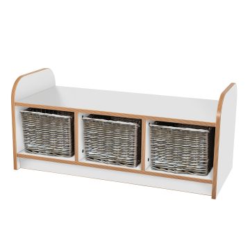 Maplescape Low Storage Bench with basket- Grey