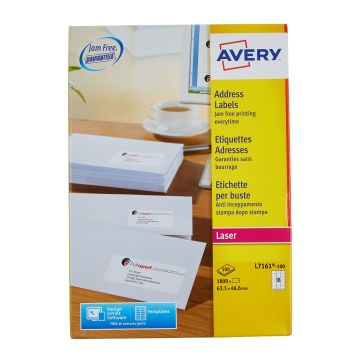 White Avery Jam-Free Quick PEEL Labels - Pack of 100 Sheets