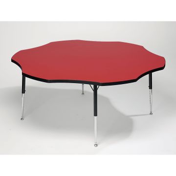 Tuf Top Flower Height Adjustable Classroom Table - 1525 x 430 to 630mm - Red