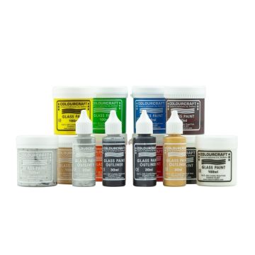 Glass Paints 100ml Plus 4 Outliners Set - Pack of 10