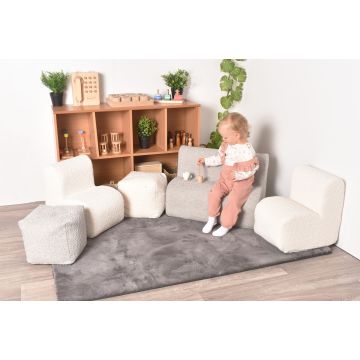 Boucle Sofa Set - Grey and Cream