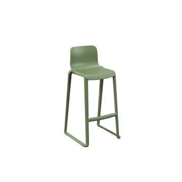 Hatton One Piece Midi Back Stool - Moss Green