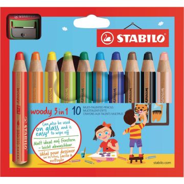 Stabilo Woody 3 in 1 Colouring Pencils - Pack of 10