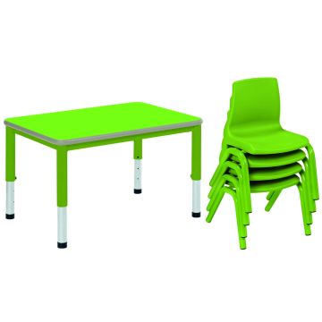 Harlequin Small Rectangular Table With 4 Chairs - Preschool - Tangy Lime