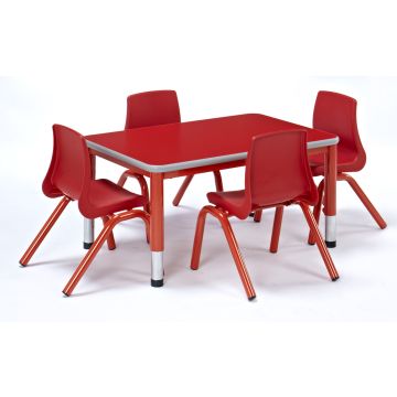 Harlequin Small Rectangular Table With 4 Chairs - Preschool - Red