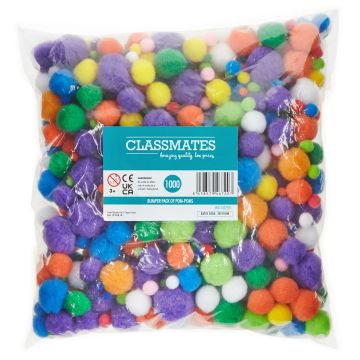 Classmates Pom Poms Assorted - Pack of 1000