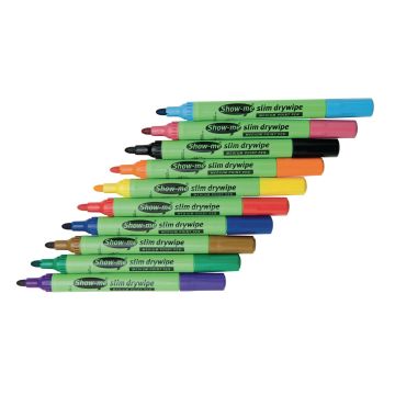 Show-me Medium Point Drywipe Pens - Assorted - Pack of 10