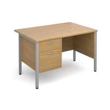 Straight Desk With 2 Drawer Pedestal - Beech