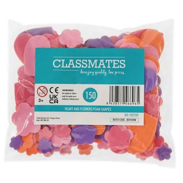 Classmates Heart and Flowers Foam Shapes - Pack of 150