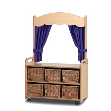Millhouse Mobile Tall Unit Theatre with 6 Wicker Basket