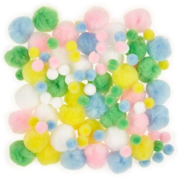Pastel Pom Poms - Pack of 100