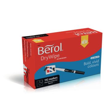 Berol Whiteboard Marker Pens Black Bullet Tip - Pack of 192