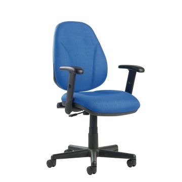 Operators Chair Lumbar - Adjustable Arms - Blue