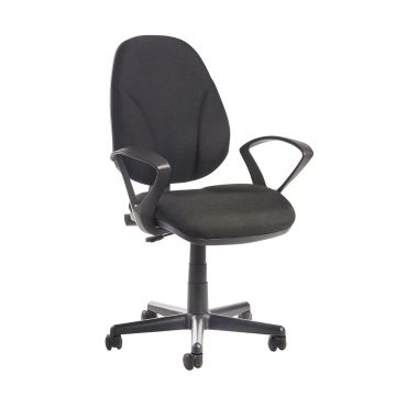 Operators Chair Lumbar - Fixed Arms - Black