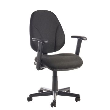 Operators Chair Lumbar - Adjustable Arms - Black