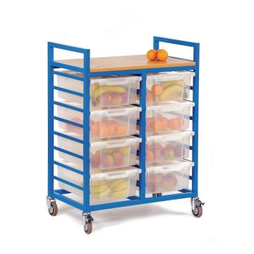Storage Trolley With Trays - Blue Frame