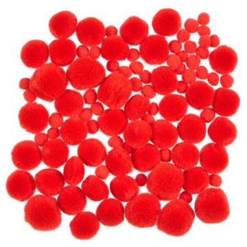 Mini Pom Poms - Red - Pack of 100