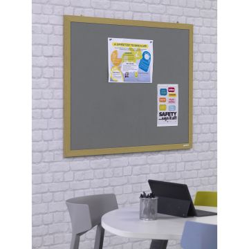 Eco Friendly Wood Noticeboard - 600 x 900mm - Beech/Blue