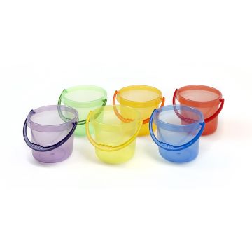 Transparent Coloured Buckets - Pack of 6