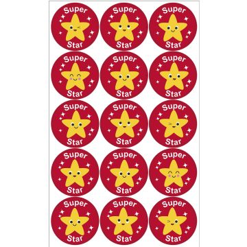 Round Super Star Stickers 38mm.
