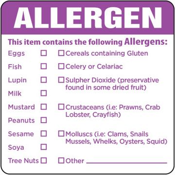 Allergen Removable Labels 2 x 2"