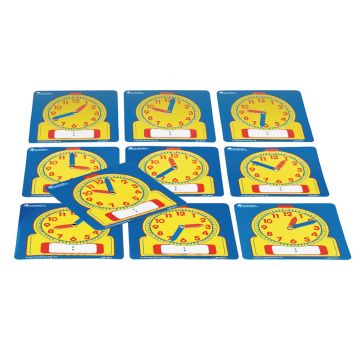 Write-On/Wipe-Off Clocks - Pack of 10