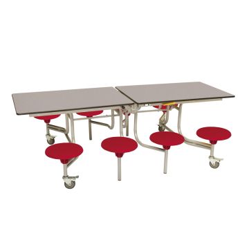 Primary Rectangular 8 Seat Table Grey Top Red Seat