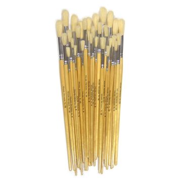 Long Hog Hair Brushes Assorted Round - Pack of 30