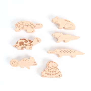 Wooden Reptiles and Amphibians - Pack of 7