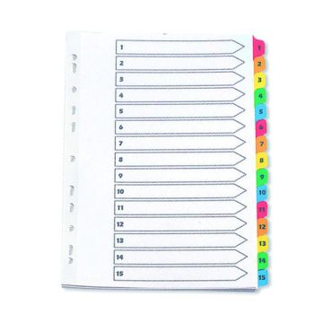 Multi-Colour Tabbed Index Dividers - 1-15